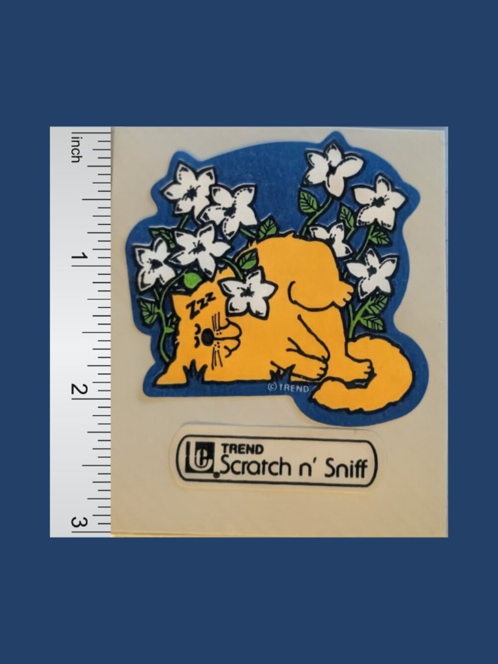 5/$25 Vintage 80s Used Trend Sleeping Kitty Scratch and Sniff Violets Sticker